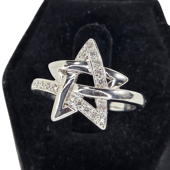 Lindsey‎ Leigh Jewelry Star Ring with Gen. Diamonds Accents Sterling Silver Sz 8